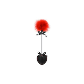 Cravache coeur noire bdsm avec plumeau rouge 